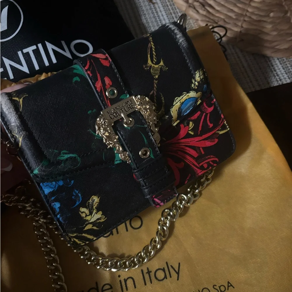 Versace Jeans Couture Black Multicolor Chain Crossbody Bag - Picture 3 of 8